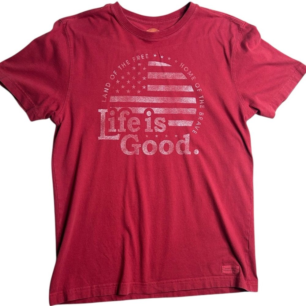 Life is Good Patriotic USA Flag T-Shirt Red Men’s Size M Land of the Free‎